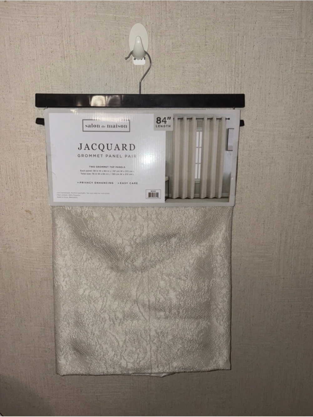 Jacquard Grommet Panel Pair in Light Beige